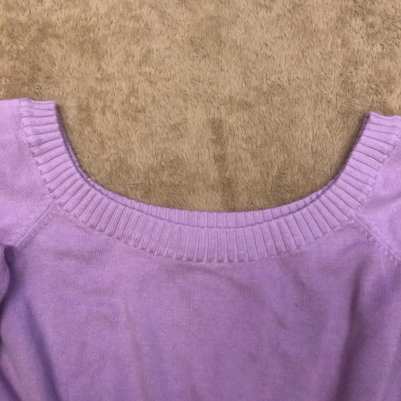 Say What? Women’s Long-Sleeve Off -Shoulder Sweater. Size Large Lavender Lilac - Picture 3 of 7